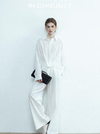 chicjuly Textured Relaxed Irregular Twist Knot Women's Lyocell Wide-leg Pants