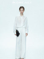 chicjuly Textured Relaxed Irregular Twist Knot Women's Lyocell Wide-leg Pants