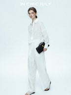 chicjuly Textured Relaxed Irregular Twist Knot Women's Lyocell Wide-leg Pants