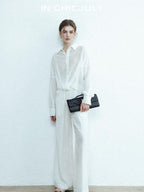chicjuly Textured Relaxed Irregular Twist Knot Women's Lyocell Wide-leg Pants