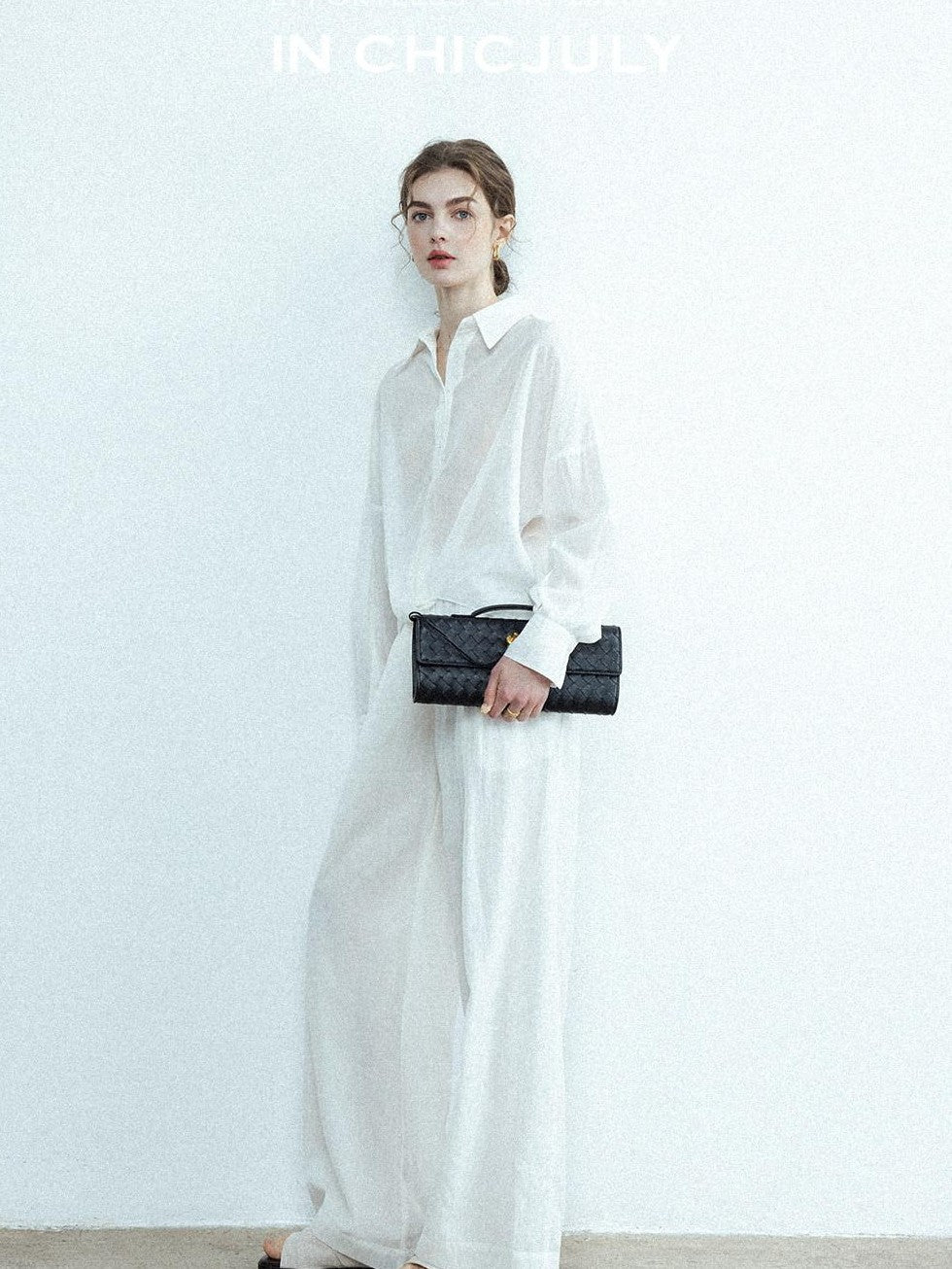 chicjuly Textured Relaxed Irregular Twist Knot Women's Lyocell Wide-leg Pants