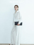 chicjuly Textured Relaxed Irregular Twist Knot Women's Lyocell Wide-leg Pants