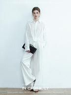 chicjuly Textured Relaxed Irregular Twist Knot Women's Lyocell Wide-leg Pants