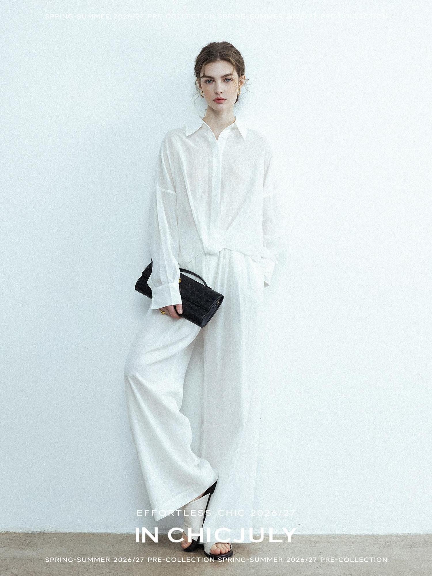chicjuly Textured Relaxed Irregular Twist Knot Women's Lyocell Wide-leg Pants