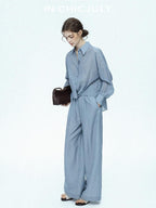 chicjuly Textured Relaxed Irregular Twist Knot Women's Lyocell Wide-leg Pants