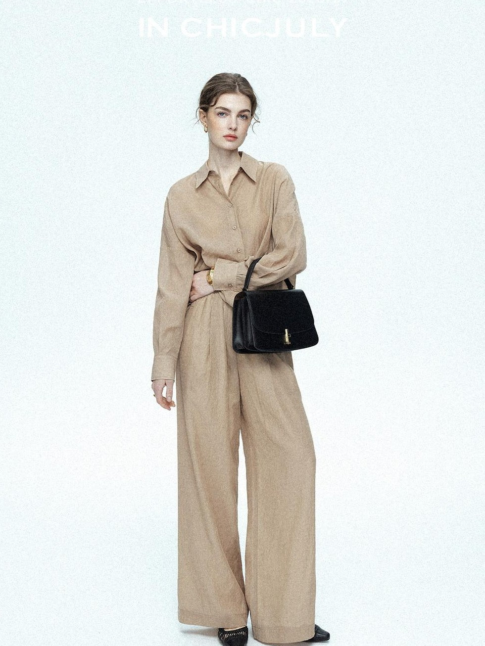chicjuly Textured Relaxed Irregular Twist Knot Women's Lyocell Wide-leg Pants