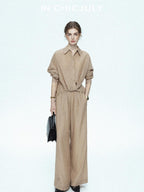chicjuly Textured Relaxed Irregular Twist Knot Women's Lyocell Wide-leg Pants