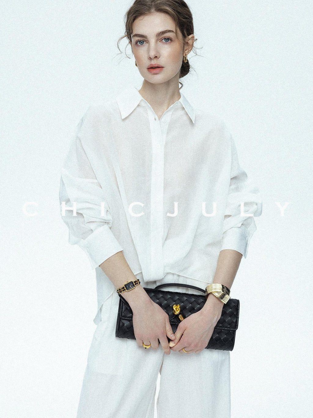 chicjuly Textured Relaxed Irregular Twist Knot Women's Lyocell Wide-leg Pants