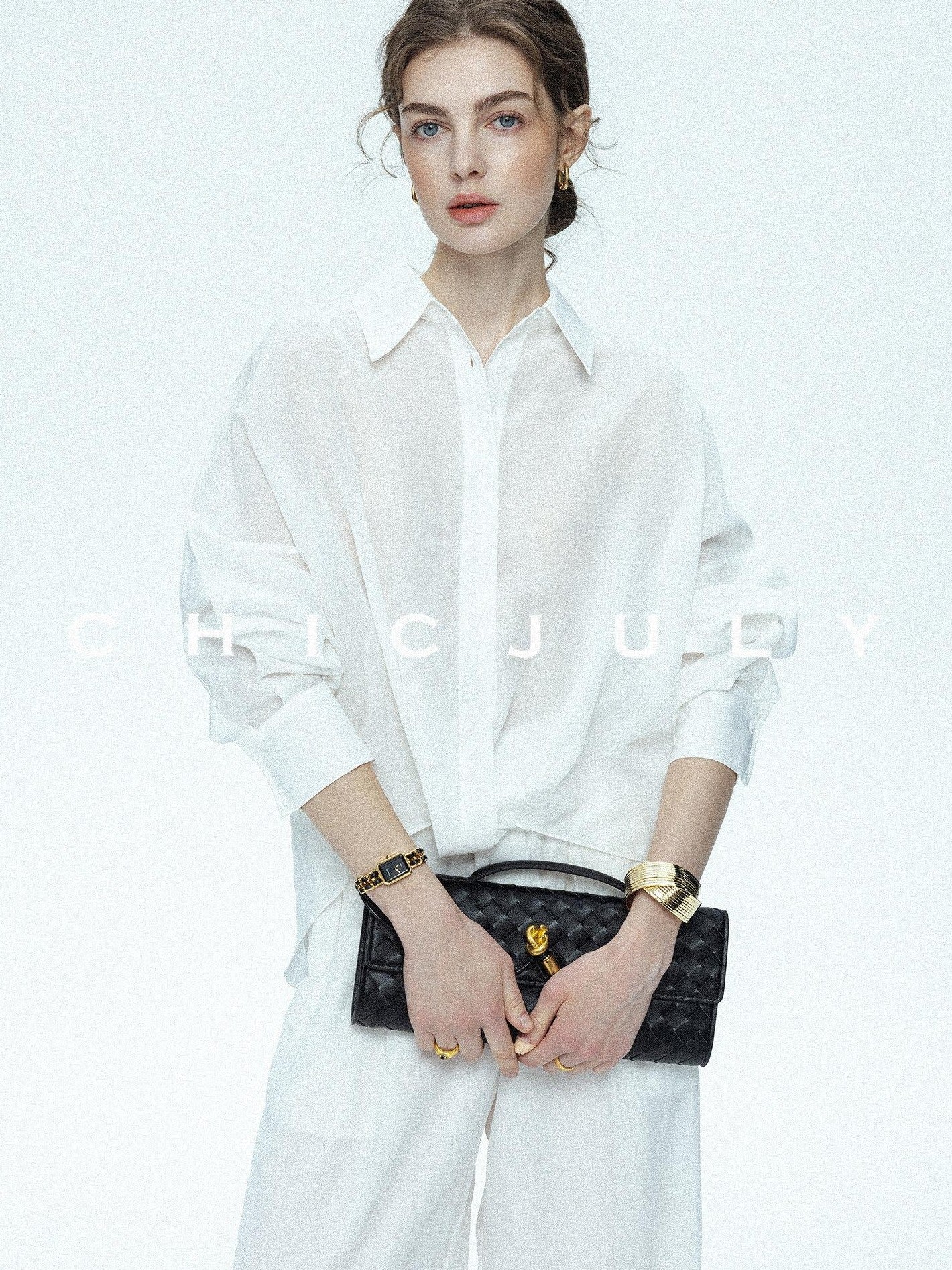 chicjuly Textured Relaxed Irregular Twist Knot Women's Lyocell Wide-leg Pants