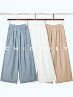 chicjuly Textured Relaxed Irregular Twist Knot Women's Lyocell Wide-leg Pants