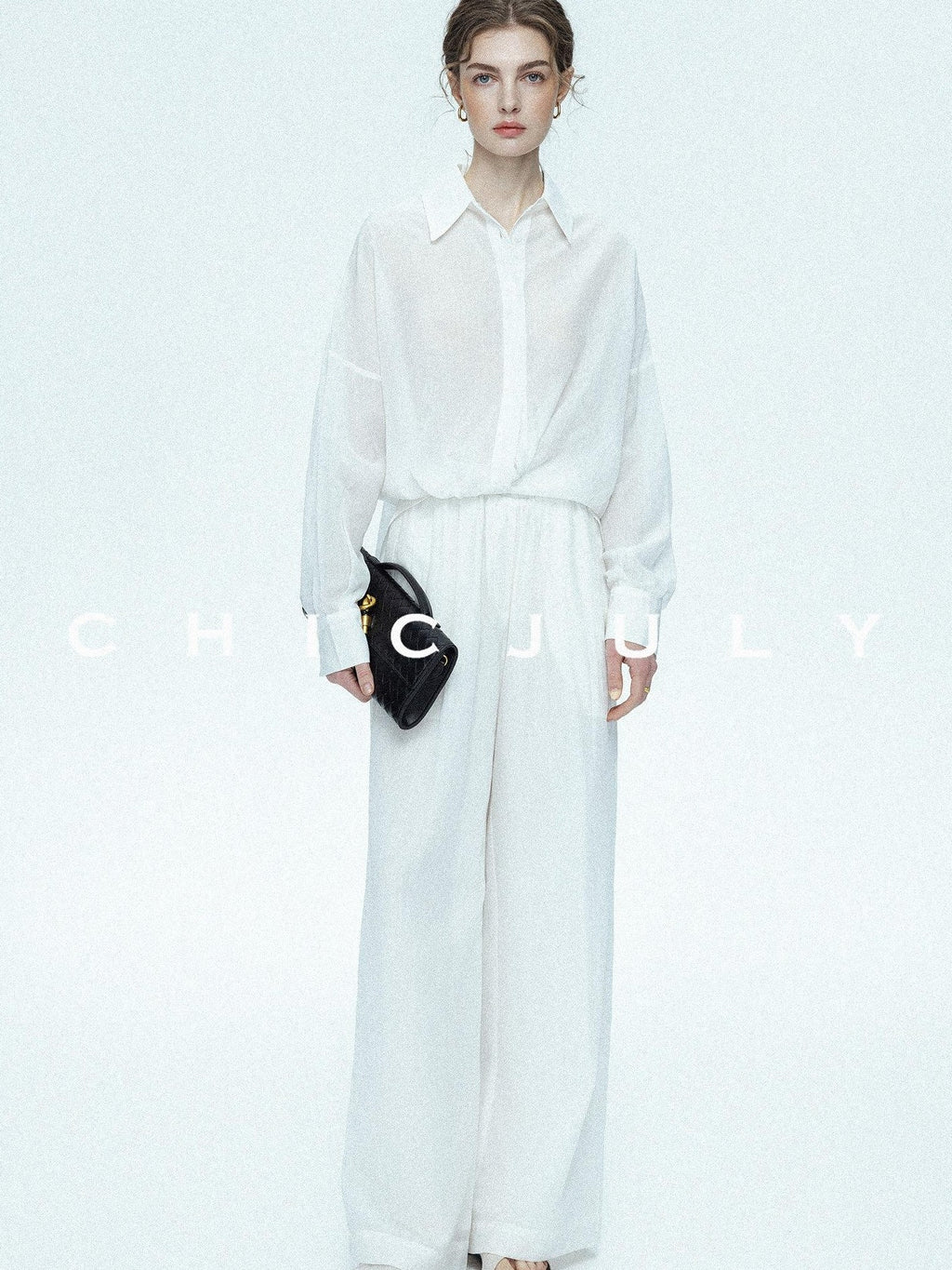 chicjuly Textured Relaxed Irregular Twist Knot Women's Lyocell Wide-leg Pants