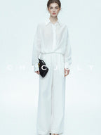 chicjuly Textured Relaxed Irregular Twist Knot Women's Lyocell Wide-leg Pants