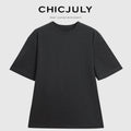 chicjuly Textured Relaxed Short Sleeve Round Neck Women's Cotton Top & Skirt Sets 901659777405
