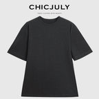 chicjuly Textured Relaxed Short Sleeve Round Neck Women's Cotton Top & Skirt Sets 901659777405