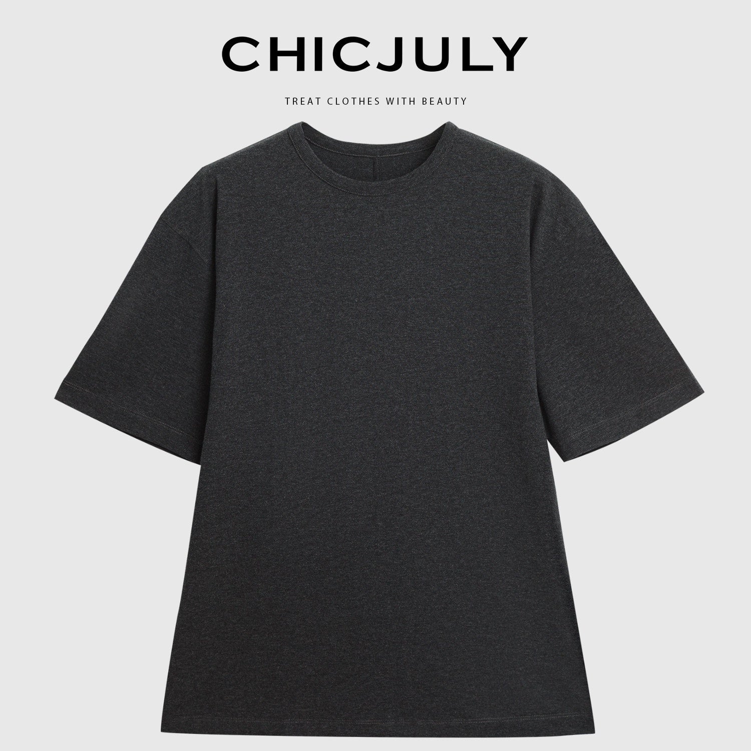 chicjuly Textured Relaxed Short Sleeve Round Neck Women's Cotton Top & Skirt Sets 901659777405