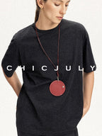 chicjuly Textured Relaxed Short Sleeve Round Neck Women's Cotton Top & Skirt Sets