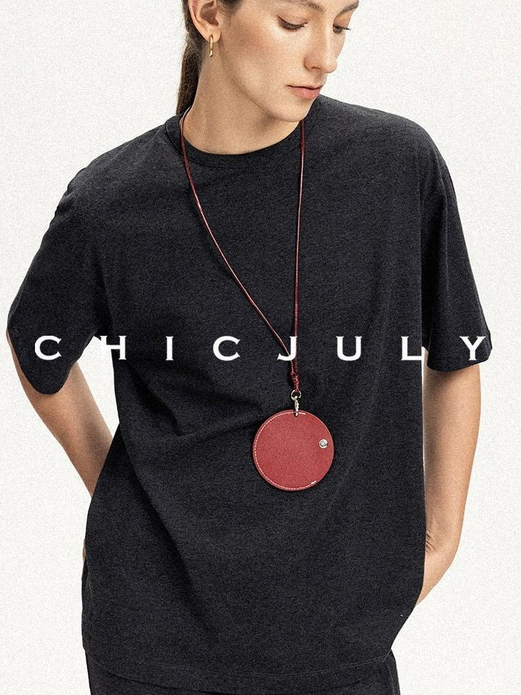 chicjuly Textured Relaxed Short Sleeve Round Neck Women's Cotton Top & Skirt Sets