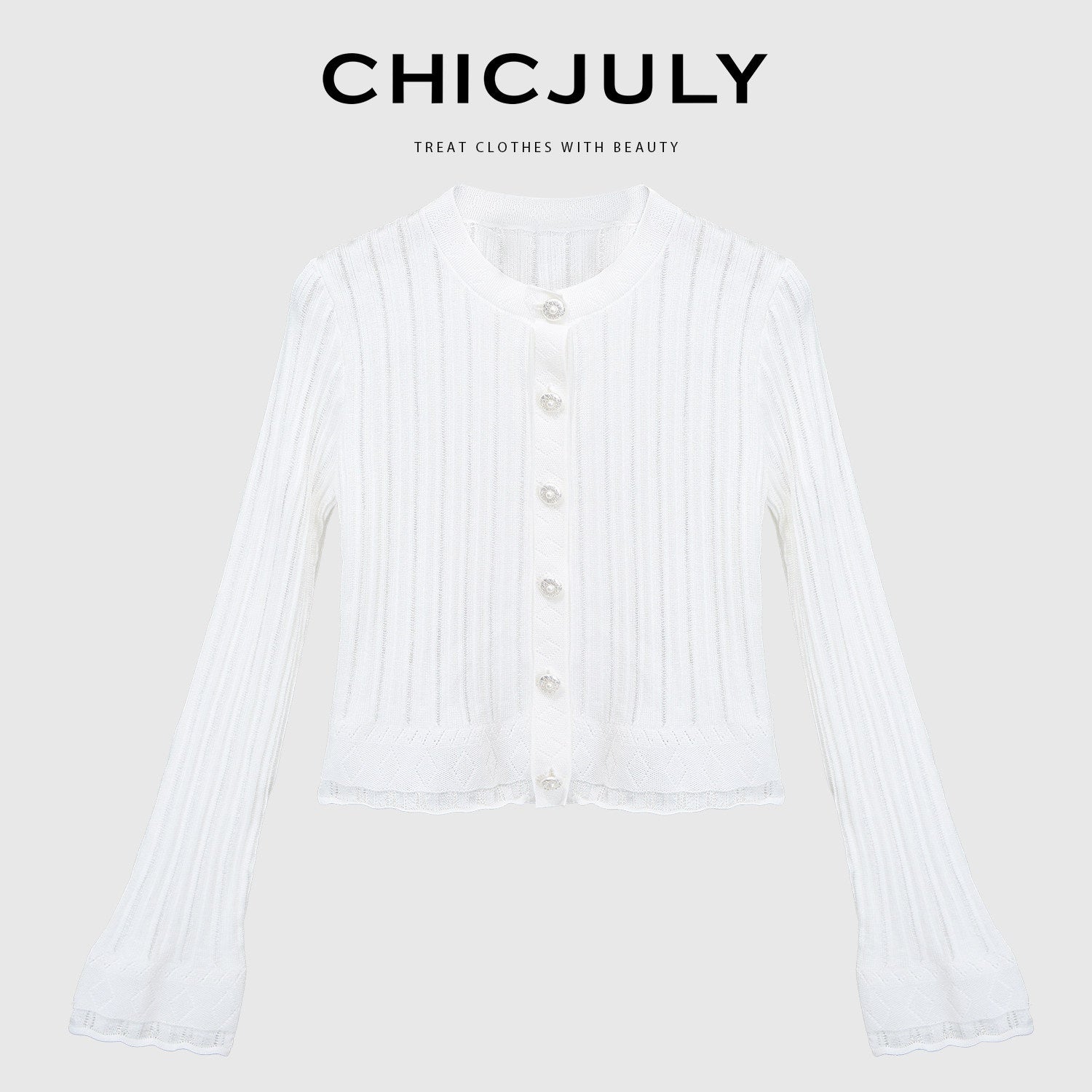 chicjuly Textured Wavy Crochet Lace Women's Viscose Ice Silk Short Knit Cardigans 917702073390