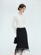 chicjuly Textured Wavy Crochet Lace Women's Viscose Ice Silk Short Knit Cardigans