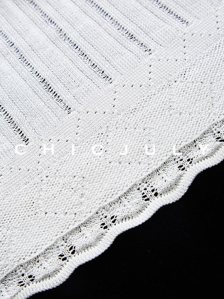chicjuly Textured Wavy Crochet Lace Women's Viscose Ice Silk Short Knit Cardigans