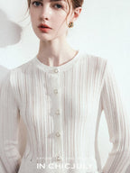 chicjuly Textured Wavy Crochet Lace Women's Viscose Ice Silk Short Knit Cardigans