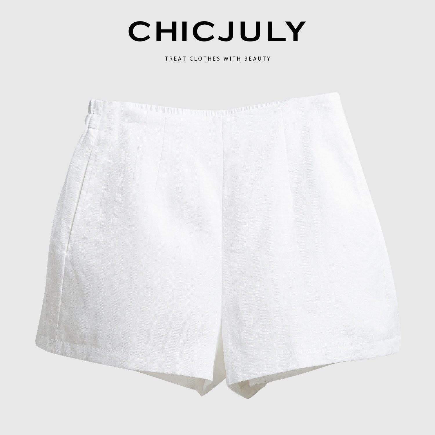 chicjuly Twill High Waist Straight Slimming Women's Linen Short Trousers 804162908427