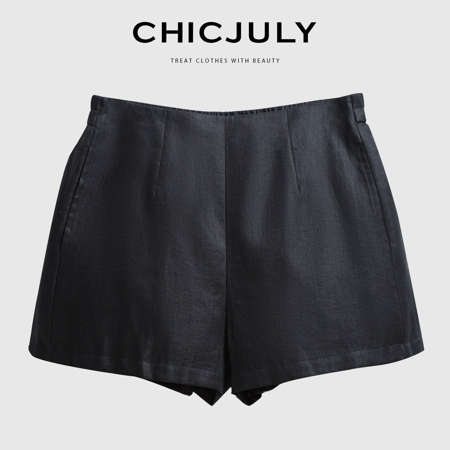 chicjuly Twill High Waist Straight Slimming Women's Linen Short Trousers 804162908427