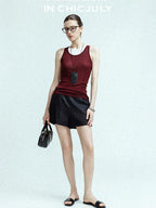chicjuly Twill High Waist Straight Slimming Women's Linen Short Trousers
