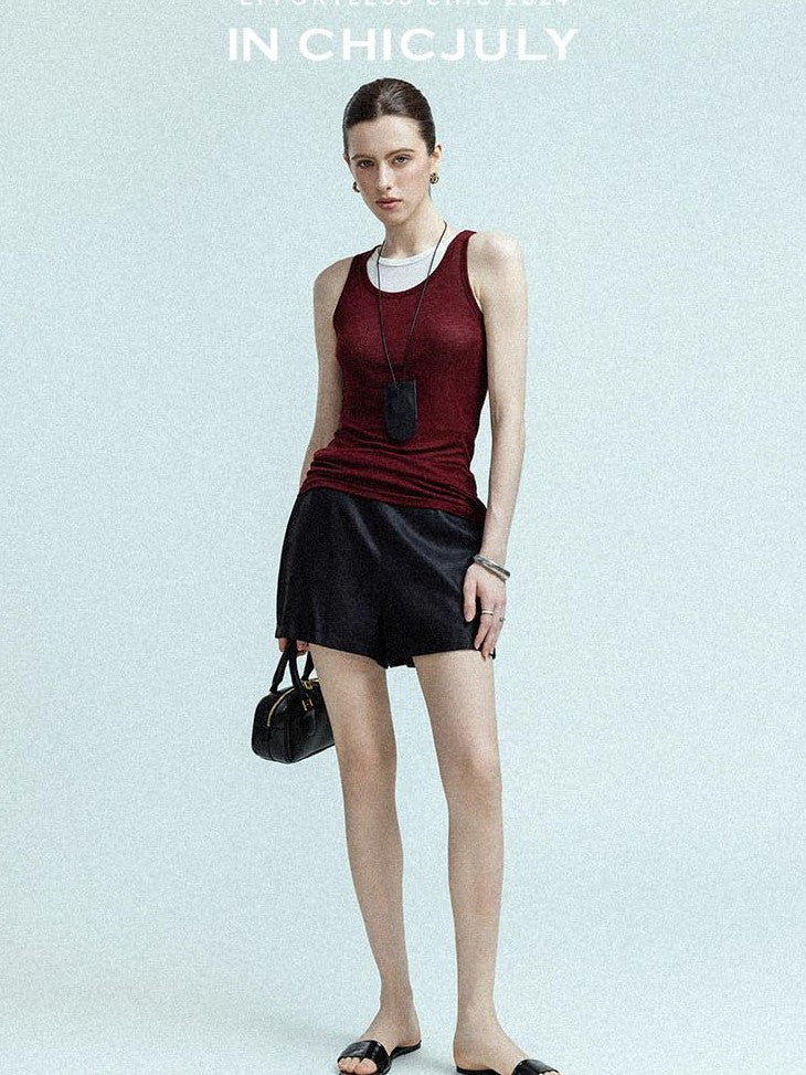 chicjuly Twill High Waist Straight Slimming Women's Linen Short Trousers