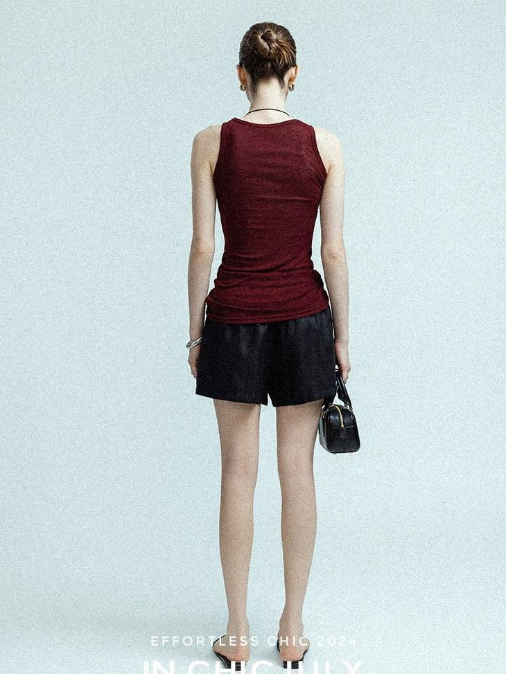 chicjuly Twill High Waist Straight Slimming Women's Linen Short Trousers