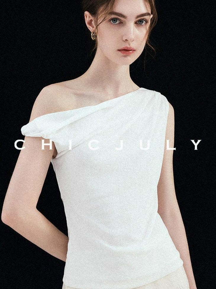 chicjuly Twist Knot 3d Pleated Straight Neckline Women's Cotton Camisoles