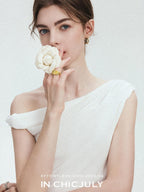 chicjuly Twist Knot 3d Pleated Straight Neckline Women's Cotton Camisoles