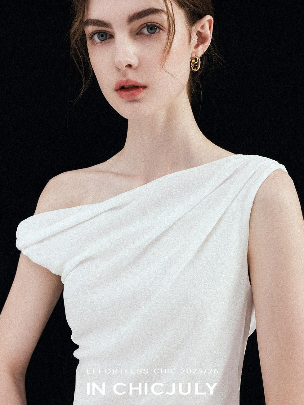 chicjuly Twist Knot 3d Pleated Straight Neckline Women's Cotton Camisoles