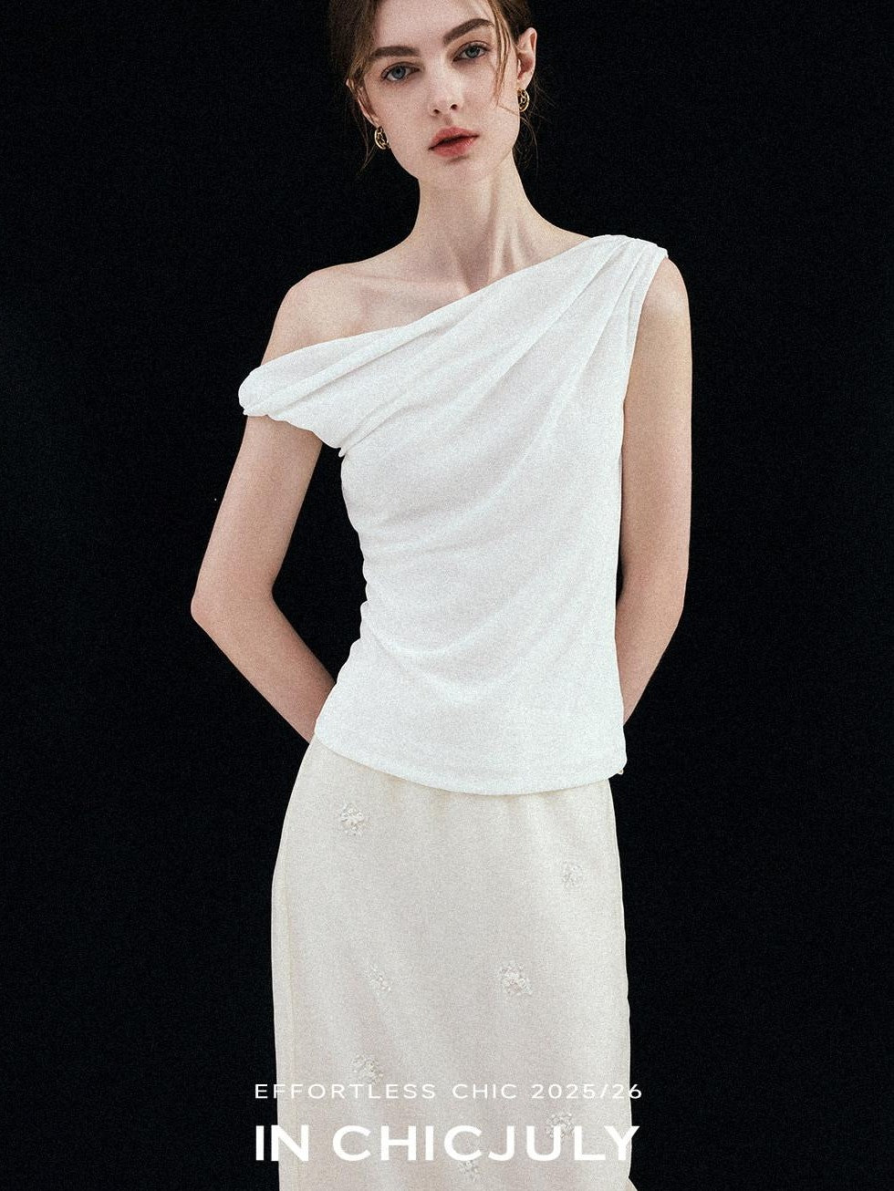 chicjuly Twist Knot 3d Pleated Straight Neckline Women's Cotton Camisoles
