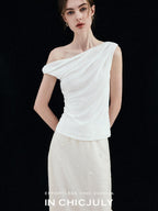 chicjuly Twist Knot 3d Pleated Straight Neckline Women's Cotton Camisoles