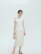 chicjuly Twist Knot 3d Pleated Straight Neckline Women's Cotton Camisoles