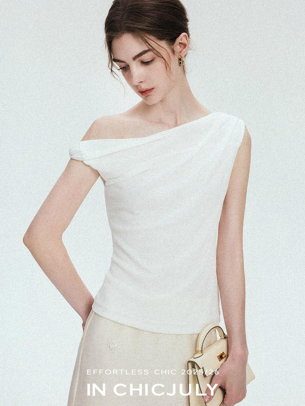 chicjuly Twist Knot 3d Pleated Straight Neckline Women's Cotton Camisoles