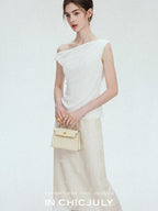 chicjuly Twist Knot 3d Pleated Straight Neckline Women's Cotton Camisoles