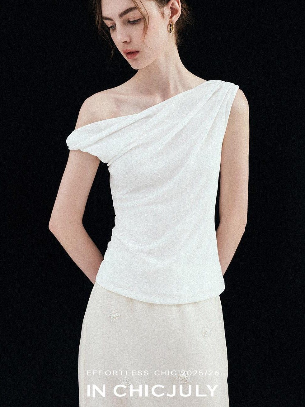 chicjuly Twist Knot 3d Pleated Straight Neckline Women's Cotton Camisoles