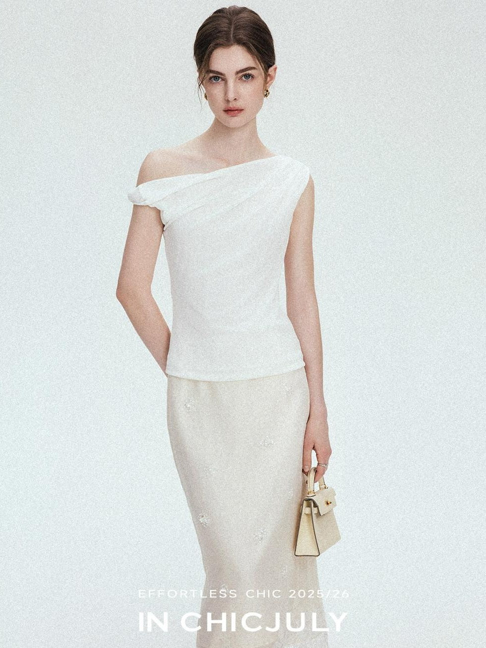 chicjuly Twist Knot 3d Pleated Straight Neckline Women's Cotton Camisoles