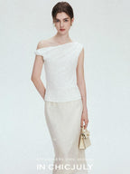 chicjuly Twist Knot 3d Pleated Straight Neckline Women's Cotton Camisoles