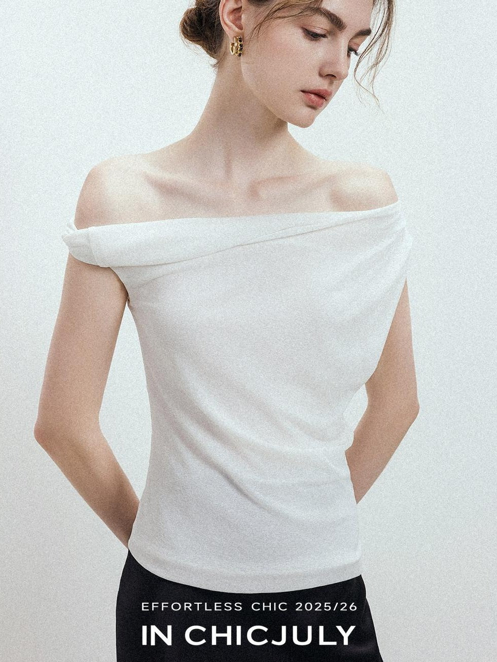 chicjuly Twist Knot 3d Pleated Straight Neckline Women's Cotton Camisoles