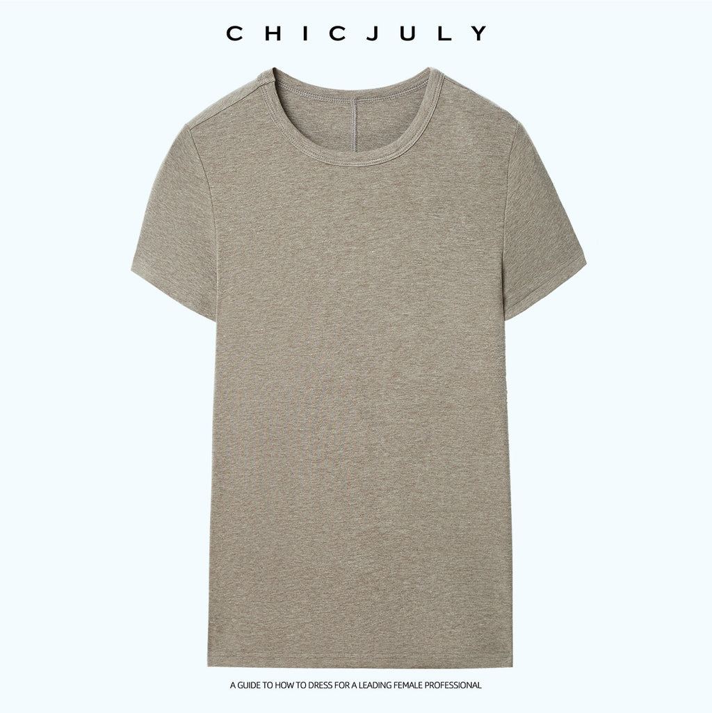 chicjuly Ultralight Bare Skin Set Shoulder Slim Women's Short Sleeve T-shirts 1049752196648