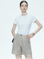 chicjuly Ultralight Bare Skin Set Shoulder Slim Women's Short Sleeve T-shirts