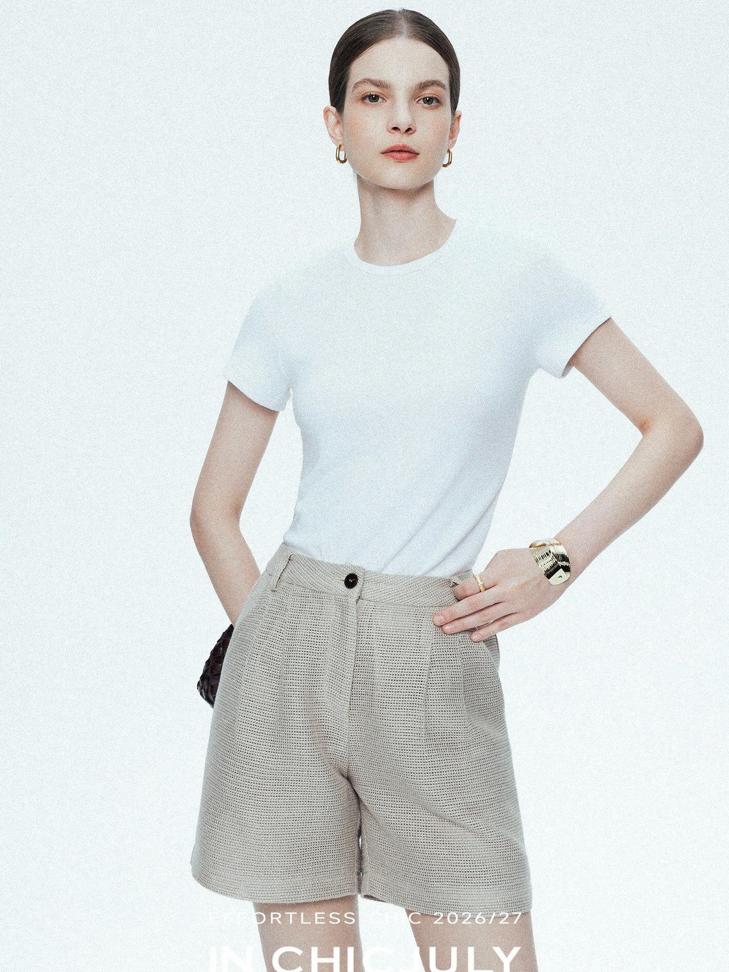 chicjuly Ultralight Bare Skin Set Shoulder Slim Women's Short Sleeve T-shirts