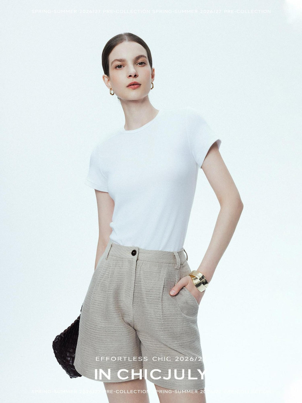 chicjuly Ultralight Bare Skin Set Shoulder Slim Women's Short Sleeve T-shirts