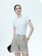 chicjuly Ultralight Bare Skin Set Shoulder Slim Women's Short Sleeve T-shirts