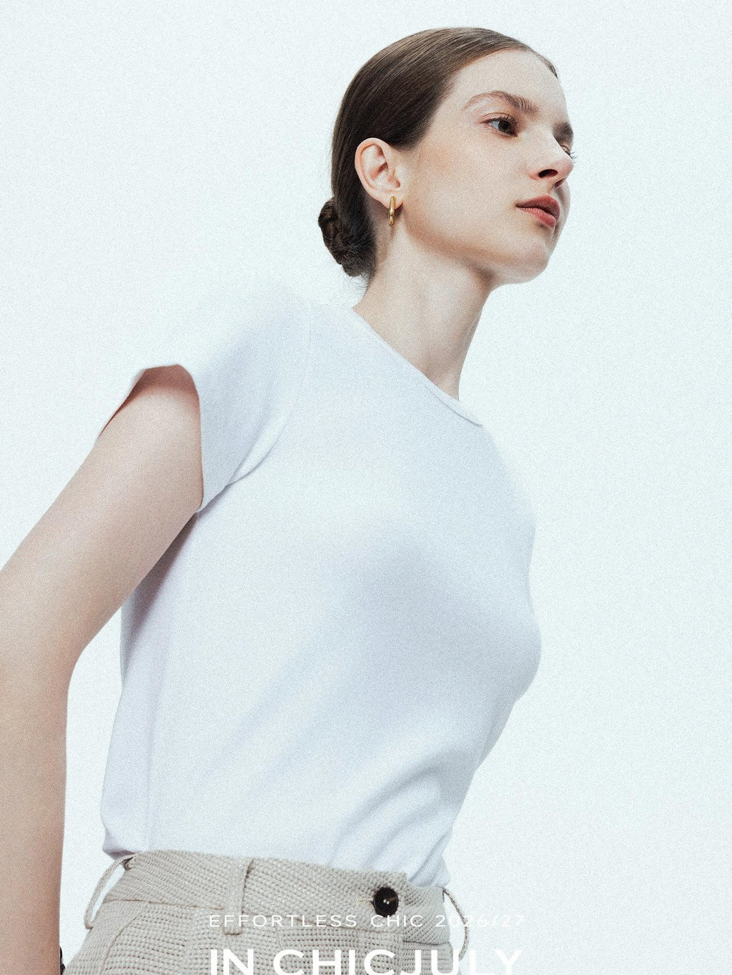 chicjuly Ultralight Bare Skin Set Shoulder Slim Women's Short Sleeve T-shirts