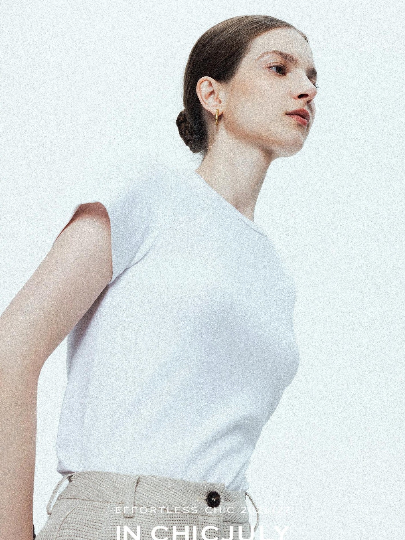chicjuly Ultralight Bare Skin Set Shoulder Slim Women's Short Sleeve T-shirts