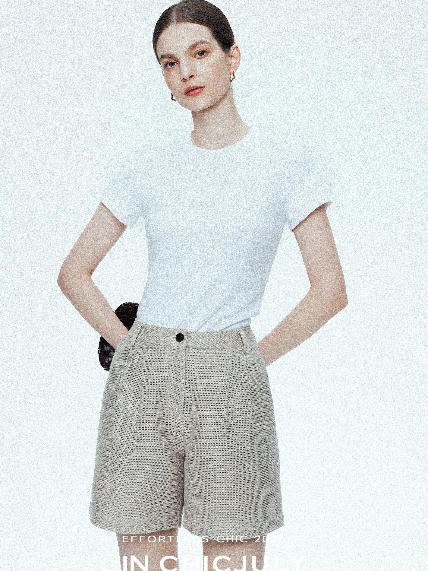 chicjuly Ultralight Bare Skin Set Shoulder Slim Women's Short Sleeve T-shirts